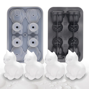 Moule à glaçons en silicone en forme de chat mignon, empilable, avec couvercles, pour congélateur, vente en gros - Product Image 4