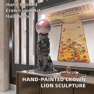 Escultura Moderna de León con Corona, de Resina, Pintada a Mano, Figura de Animal Hecha a Mano, Escultura China para Decoración del Hogar, Sala de Estar, Entrada - Product Image 2