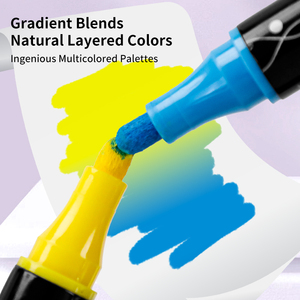 Marqueurs de peinture acrylique artistique à double pointe (pinceau et pointe fine) 24 couleurs, résistants à la décoloration, pour utilisation multi-surfaces (roche, toile, verre et bois) - Product Image 4
