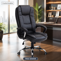Chaise de Direction Ergonomique en Cuir PU avec Accoudoirs Rembourrés et Fonction Pivotante pour Bureaux d'Entreprise et Appels d'Offres Institutionnels