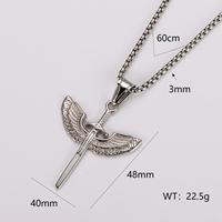 Kalung Liontin Baja Anti Karat Berbentuk Pedang Sayap Malaikat Archangel Michael, Gaya Hip Hop Punk untuk Anak Kristen