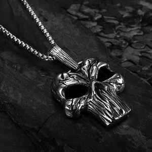 OEM ODM Biker Schmuck Retro Strafe Schädel Edelstahl Biker Anhänger Halskette Modeschmuck - Product Image 4