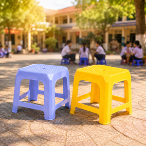 PP Plastic <b>Low</b> <b>Stool</b> Striped Pattern Stackable Lightweight Durable Study Seat Modern Ottoman Chair Home Kitchen Bedroom Portable - Product Image 1