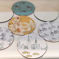 Sous-verres personnalisés en MDF pas chers, ensemble de sous-verres carrés en bois dur avec support en liège, tapis et dessous de verre imperméables