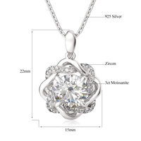 Collier de mariage en argent sterling 3 carats couleur D VVS1, bijoux fins en gros, pendentif et chaîne en diamant moissanite pour femme
