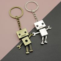 Gantungan Kunci Robot Minimalis, Ornamen Gantung Tas & Kunci Bentuk Robot Sederhana dari Bahan Paduan Logam