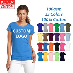 KCOA оптовая продажа 100% органический хлопок простая белая летняя футболка унисекс для женщин
