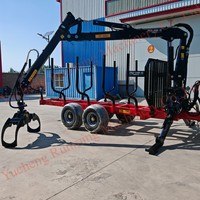 Remorque forestière TR120 avec grue forestière, option de grue à bois, chargeur hydraulique, remorque à bois avec chargeur de bois
