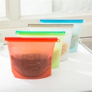 Bpa Free Leakproof Silicone Fresh-keeping Bag Reusable Fresh Ziplock Sealer Silicone Food Storage Bag