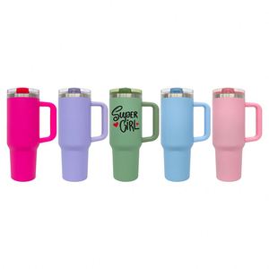 Resistant Removable Flip Straw With Lids Leak Proof Macaron Insulated 40Oz Tumbler for Uv Dtf Wraps - Product Image 1