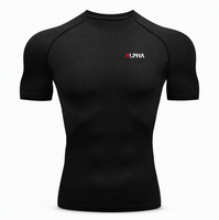 T-shirt de compression pour homme à imprimé 3D ALPHA, séchage rapide, en polyester et soie de lait, pour fitness et gym, manches courtes