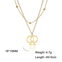 Collares de Gargantilla al por Mayor para Mujer, Colgante con Símbolo Lésbico, Collar de Doble Cadena de Acero Inoxidable, Joyería de Moda LGBT, Regalos