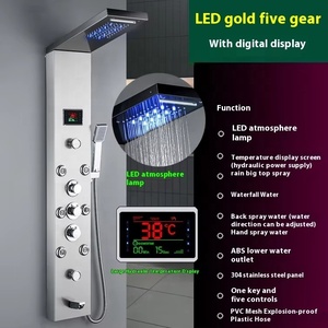 Conjunto de <span class=keywords><strong>Ducha</strong></span> Termostática de Pared para Hotel, con Pantalla LED Digital de Temperatura, Acabado Cromado, Latón, Monomando - Product Image 4