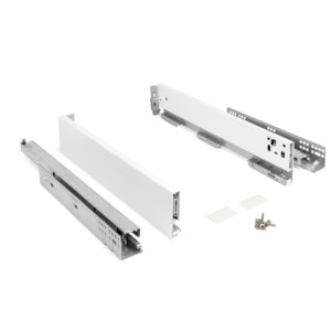 Cajón de extensión completa. Corredores invisibles. Mecanismo de cierre suave. Blanco. Para una altura de cajón de h90, dimensiones del cajón 300. - Product Image 1