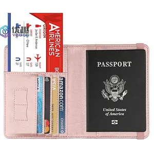 Sıcak seyahat güvenli Rfid pasaport cüzdanı uygun ince Pu deri pasaport kapağı lüks güzel pasaport sahibi