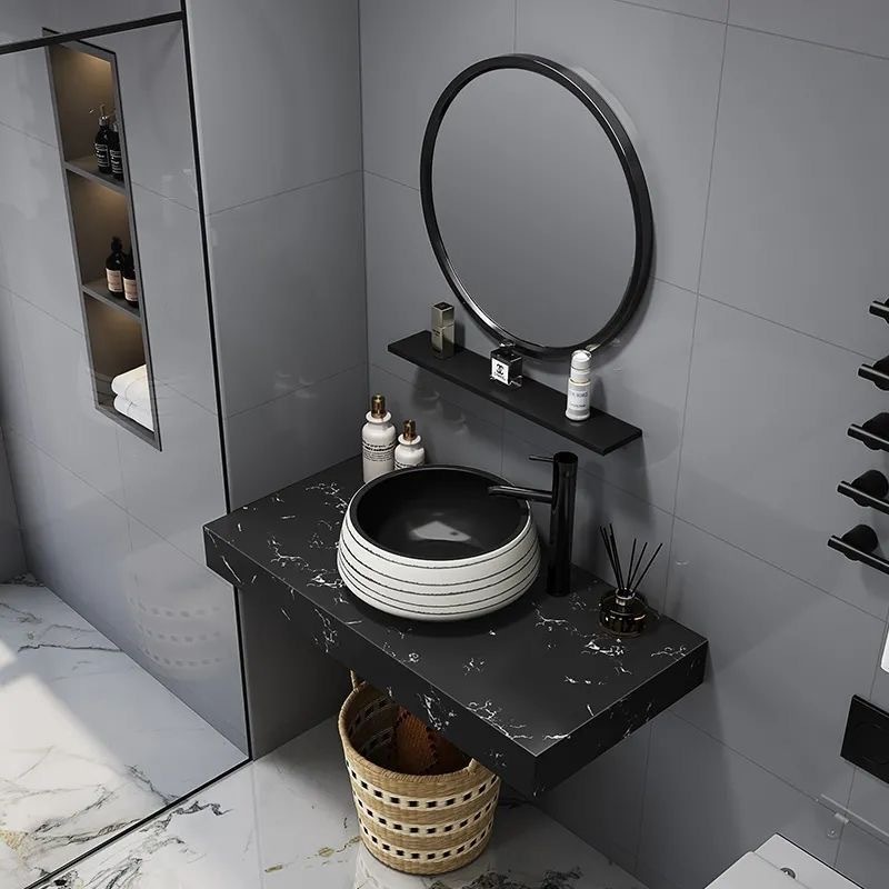 Minimalist Bedroom Makeup Vanity Integrated Storage