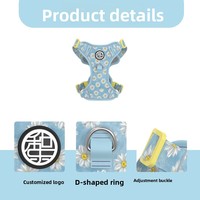Harnais d'entraînement réglable pour chien, imprimé, anti-traction, avec logo personnalisé, en maille respirante, et laisse pour la promenade en extérieur des animaux de compagnie