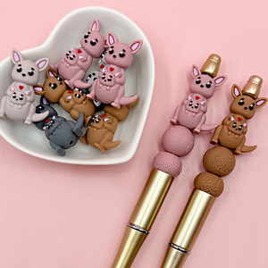 Cute <b>Silicone</b> Kangaroo <b>Beads</b> With Baby For Jewelry Making Mixed Colors Animal Charms DIY Accessories - Product Image 3