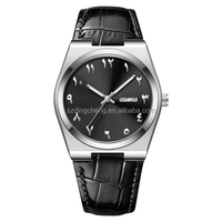 Montre analogique de sport décontractée haut de gamme pour homme, boîtier en acier inoxydable, bracelet en cuir, mouvement à quartz, bracelet de 18 mm, étanche