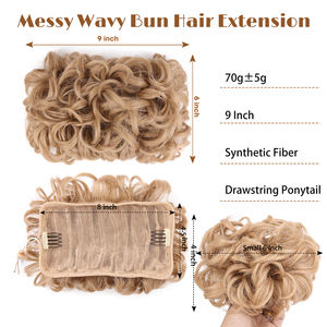 Messy Big Hair Bun Bouclés <span class=keywords><strong>Chignon</strong></span> Cordon Net Synthétique Naturel Cheveux Updo Couverture Postiche <span class=keywords><strong>Chignon</strong></span> Extension pour les Femmes Fête - Product Image 3