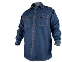 Chemises de travail de soudure FR en denim à manches longues pour hommes occidentaux résistantes aux flammes