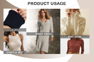 Vải Dệt Kim Sườn Cotton Hữu Cơ Chống Viên Co Giãn Cao Thân Thiện Với Da Nhuộm Màu Trơn Tùy Chỉnh Phổ Biến 2023 Cho Áo Len - Product Image 3