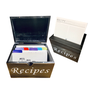 Rustic Style Solid Wooden Recipe Organizer Wood Recipe Box Kitchen Recipe Card Box