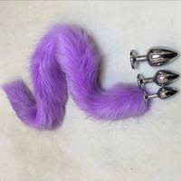 Jouets sexuels fétichistes en métal/silicone, plug anal en fourrure de renard/cheval de 78 cm de long, pour adultes.