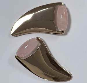 Rouleau de massage 2-en-1 en quartz rose et jade, Gua Sha - Product Image 2