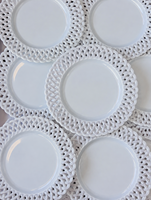 Service de vaisselle Joy, assiettes en céramique à motif en treillis bleu, ensemble d'assiettes à dîner