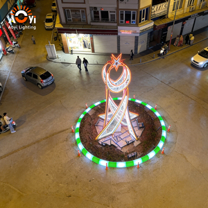 Luz Decorativa LED para Exteriores con Forma <span class=keywords><strong>de</strong></span> Luna y Estrella, Iluminación Personalizada para Festivales Islámicos, Decoración para Plazas y Calles - Product Image 4