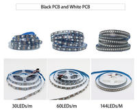 Bande lumineuse LED adressable DC5V Ws2812 SMD5050 30/60/144leds/m 10MM 12mm IP20 IP65 IP68 WS2812IC Pixel pour discothèque