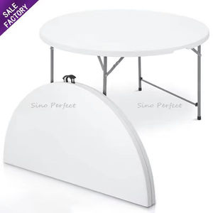 Mesa Redonda Plegable de Plástico Negro para Bodas y Fiestas, Personalizable al por Mayor, Mesa de Banquete para Exteriores, Mesa de Comedor Plegable por la Mitad - Product Image 6