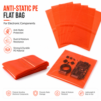 Sacs plats antistatiques en PE orange, directement de l'usine, avec taille et logo personnalisés, imprimés en sérigraphie pour l'emballage de composants électroniques