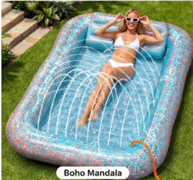 Piscine gonflable pour fêtes aquatiques d'été avec base à coussin d'air rafraîchissant et porte-gobelets - Product Image 4