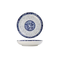 Assiettes en céramique bleues et blanches de style oriental en gros, assiettes à dîner en céramique rétro esthétiques pour la vaisselle des hôtels et restaurants