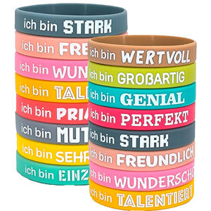 Pulseras de Silicona Geométricas Motivacionales Alemanas, Paquete de 12, Coloridas, Impermeables, Estilo Europeo y Americano, para Hombres y Mujeres, Joyería Decorativa - Product Image 1