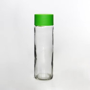 Botella de Agua Potable de Vidrio Transparente Personalizada Tipo Voss con Tapa de Rosca para Agua Mineral, Botella Deportiva Voss con Tapa de Plástico de Color - Product Image 5