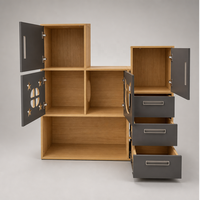 Armoire multifonctionnelle pour chat avec enclos pour litière, 3 tiroirs et maisonnette pour chat |   Bois multicouche 120x40x120cm