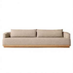 Modern Sculptural Bold Design Teak Wood Outdoor <b>Sofa</b> Geometric Garden Lounge Couch for Estate and Hotel - Product Image 2