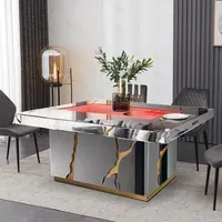 फ्रेंच आधुनिक भोजन कक्ष फर्नीचर antraciet नजर आता है चिमनी के साथ खाने की मेज शीर्ष