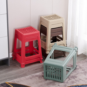 Plastic Stool Square Thickened Breathable Home Living Room Dining Chair Adult Use - Product Image 1