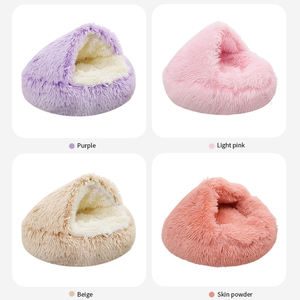 Kleine Ronde Zachte Pluche Pluizige Huisdier <span class=keywords><strong>Bed</strong></span> Semi-Gesloten Kat Nest Grot Voor Honden Comfortabele Ruimte Voor Harige Vrienden - Product Image 6