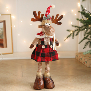 Christmas Decorations <b>Cute</b> Reindeer Elk Figurine Plush Stuffed Toy <b>Doll</b> Home Office Indoor Table Fireplace Window Ornament Decor - Product Image 5