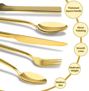 Ensemble de 5 couverts en acier inoxydable forgé Ensemble de couverts à finition miroir Passe au lave-vaisselle pour la maison - Product Image 4