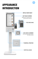 Terminal NFC POS Écran LCD Full HD Écran tactile capacitif de 23.8 pouces Scanner de codes à barres QR/Restaurant Commande alimentaire Paiement Kiosque automatique