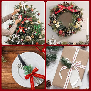 Ruban de Noël 6 couleurs assorties Rubans à thème Joyeux Noël pour emballer des cadeaux, des travaux manuels et des décorations de fêtes - Product Image 5