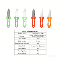 Couteau de sauvetage aquatique en acier inoxydable 420, revêtement titane, pour cordes de plongée et filets de sécurité