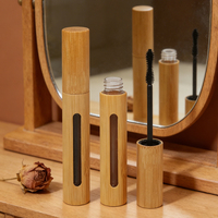 Penjualan Laris Tabung Kaca Maskara Kosong Mewah 10ml dari Bambu dengan Logo Kustom Kemasan Kosmetik Bulu Mata Grosir