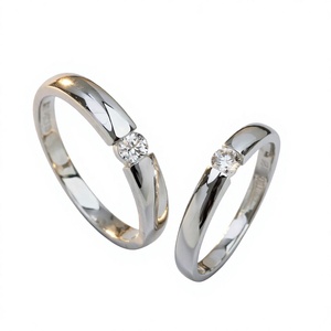Customized Gold Promise <b>Ring</b> Set Round Brilliant Cut Diamond Wedding Bands for <b>Couples</b> Anniversary Party - Product Image 3